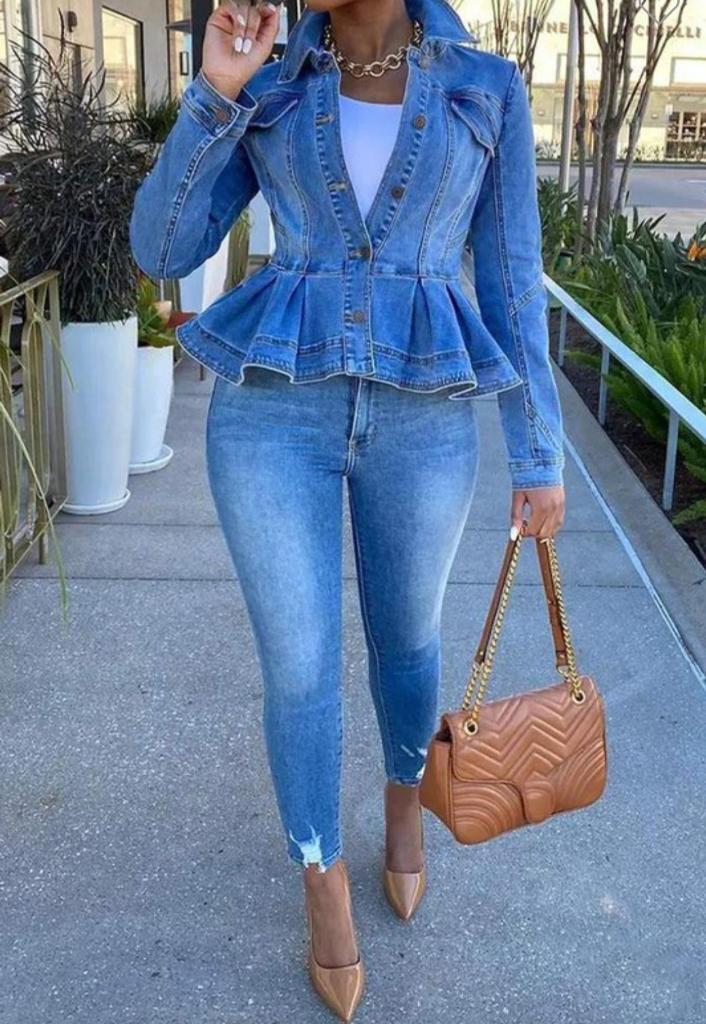 Denim Peplum Jacket